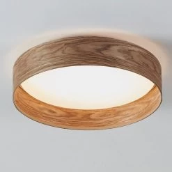 Eglo Luppineria 380mm 20w LED Ceiling Light In Oak Veneer With White Diffuser