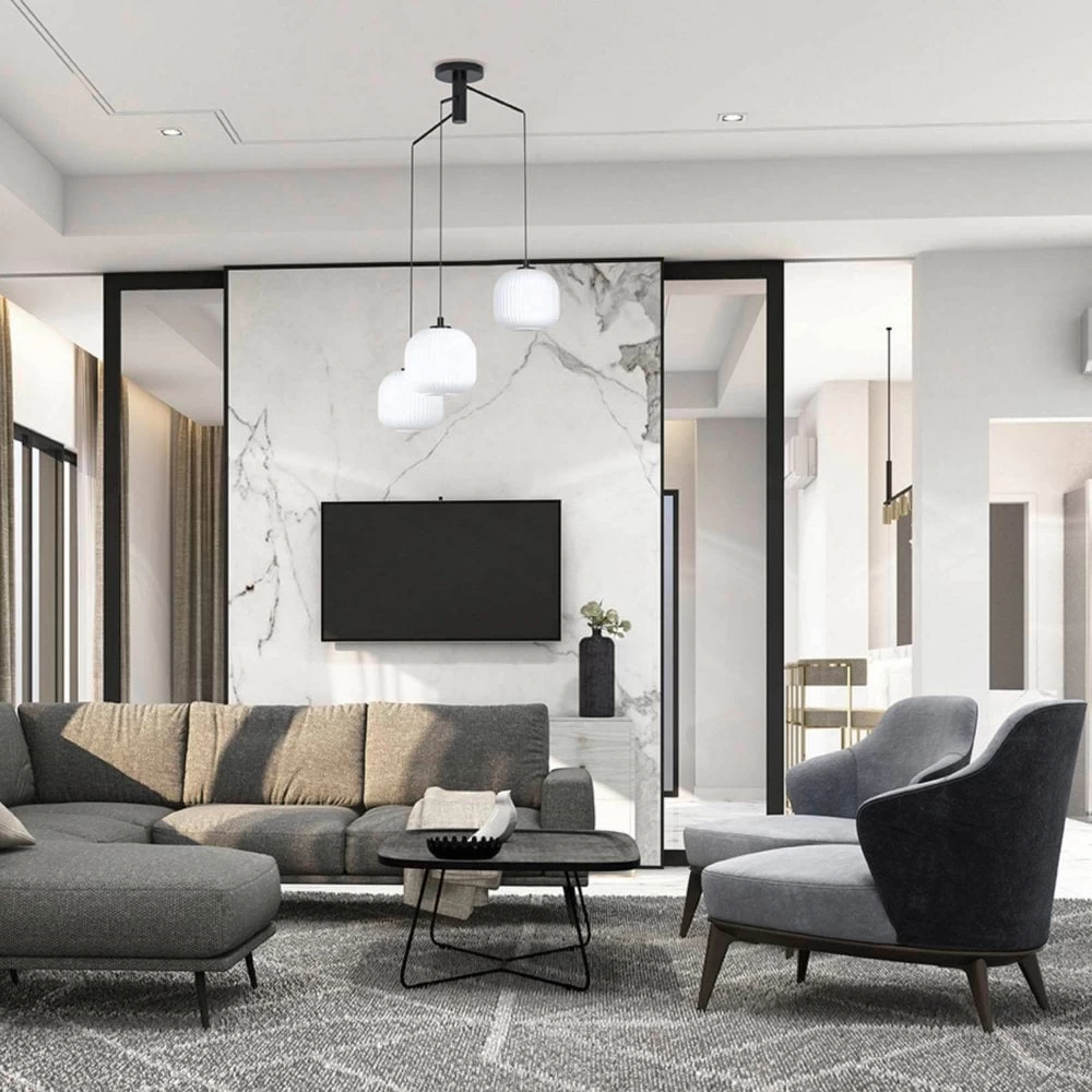 Eglo Mantunalle Triple Drop Pendant With White Glass 4 Eglo Mantunalle Triple Drop Pendant With White Glass - Image 2