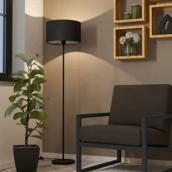 Eglo Maserlo 1 Black Floor Lamp With A Black Shade