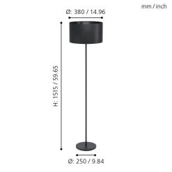Eglo Maserlo 1 Black Floor Lamp With A Black Shade -Eglo eglo maserlo 1 black floor lamp with a black shade p15720 92424 image