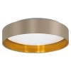 Eglo Maserlo 2 LED Flush Ceiling Light In Taupe And Gold Fabric -Eglo eglo maserlo 2 led flush ceiling light in taupe and gold fabric p17450 54453 image