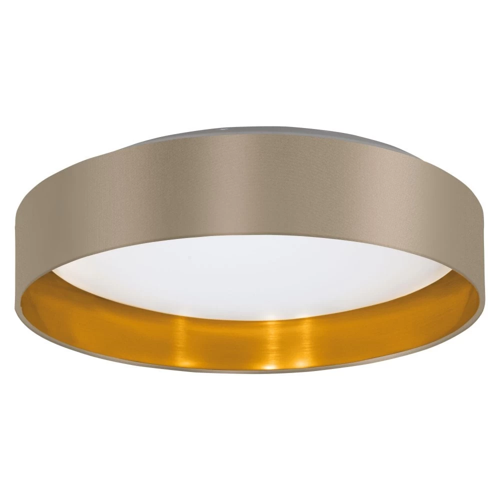 Eglo Maserlo 2 LED Flush Ceiling Light In Taupe And Gold Fabric 3 Eglo Maserlo 2 LED Flush Ceiling Light In Taupe And Gold Fabric