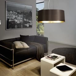 Eglo Maserlo Large Cappucino And Gold Fabric Pendant Light -Eglo eglo maserlo large cappucino and gold fabric pendant light p2126 4014 image