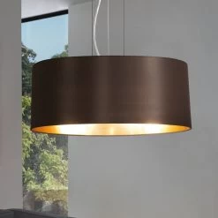 Eglo Maserlo Large Cappucino And Gold Fabric Pendant Light