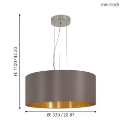 Eglo Maserlo Large Cappucino And Gold Fabric Pendant Light -Eglo eglo maserlo large cappucino and gold fabric pendant light p2126 92088 image