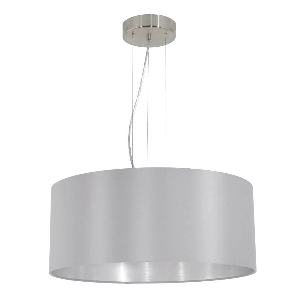 Eglo Maserlo Large Grey And Silver Fabric Pendant Light 5 Eglo Maserlo Large Grey And Silver Fabric Pendant Light - Image 3