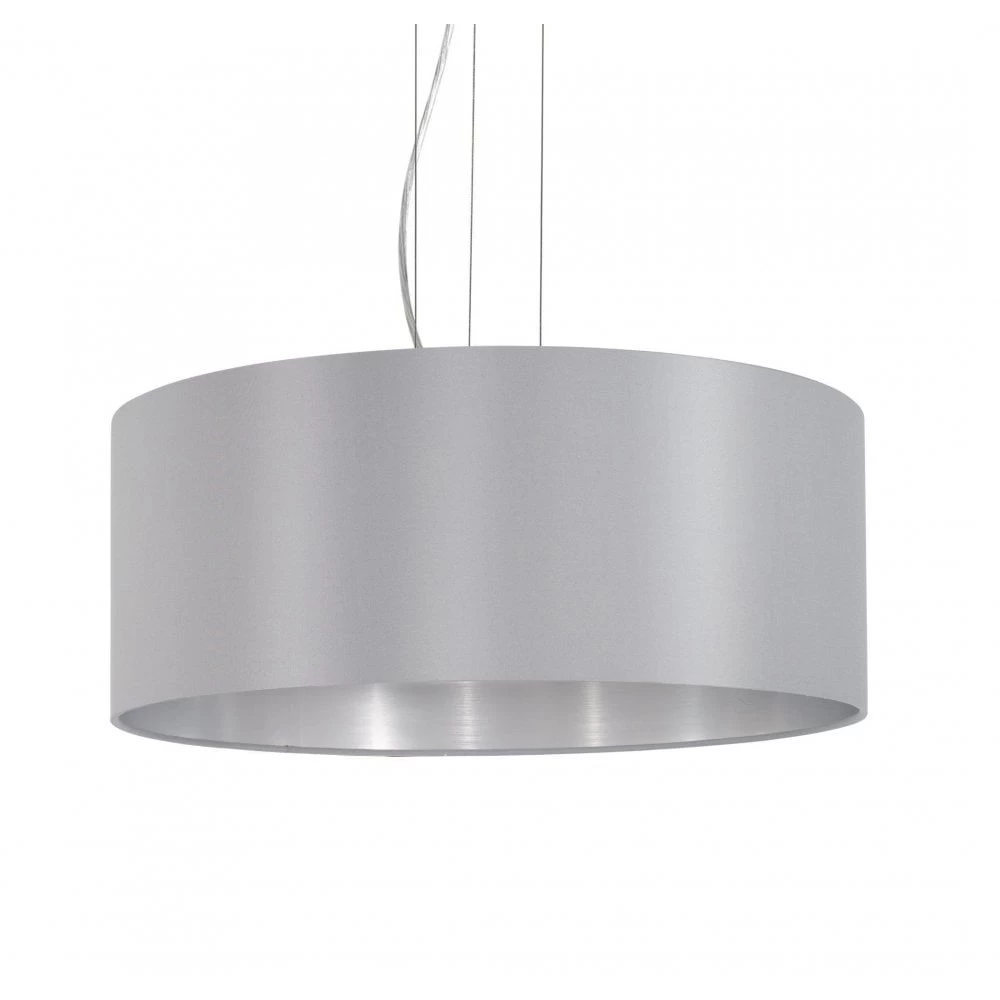 Eglo Maserlo Large Grey And Silver Fabric Pendant Light 4 Eglo Maserlo Large Grey And Silver Fabric Pendant Light - Image 2