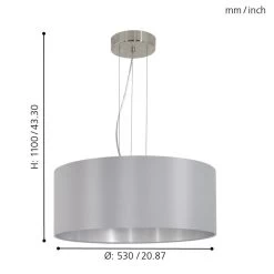 Eglo Maserlo Large Grey And Silver Fabric Pendant Light 9 Eglo Maserlo Large Grey And Silver Fabric Pendant Light -Eglo eglo maserlo large grey and silver fabric pendant light p2132 92167 image