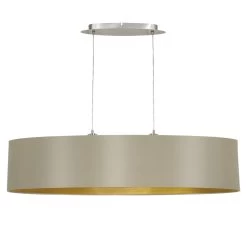 Eglo Maserlo Large Oval Taupe And Gold Fabric Pendant Light