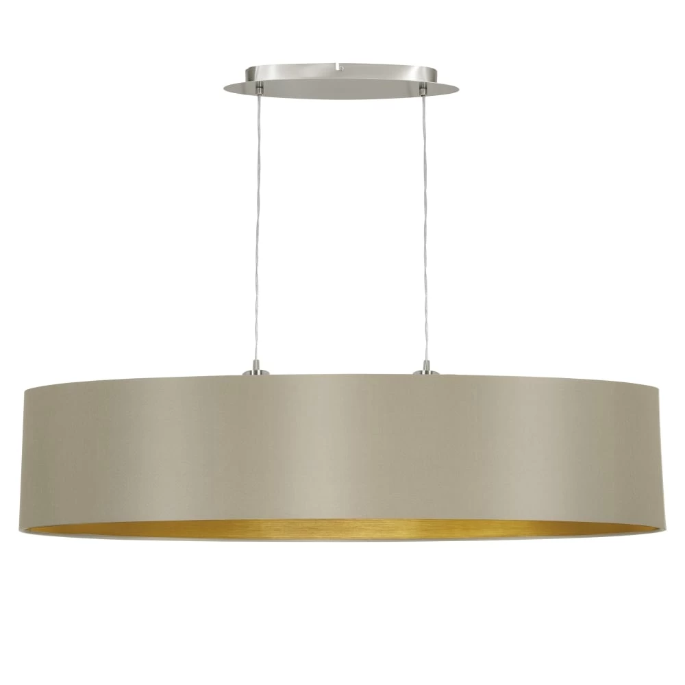 Eglo Maserlo Large Oval Taupe And Gold Fabric Pendant Light 3 Eglo Maserlo Large Oval Taupe And Gold Fabric Pendant Light