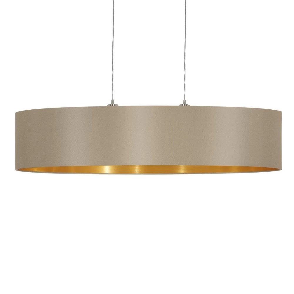 Eglo Maserlo Large Oval Taupe And Gold Fabric Pendant Light 4 Eglo Maserlo Large Oval Taupe And Gold Fabric Pendant Light - Image 2