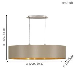 Eglo Maserlo Large Oval Taupe And Gold Fabric Pendant Light 9 Eglo Maserlo Large Oval Taupe And Gold Fabric Pendant Light -Eglo eglo maserlo large oval taupe and gold fabric pendant light p2121 92150 image