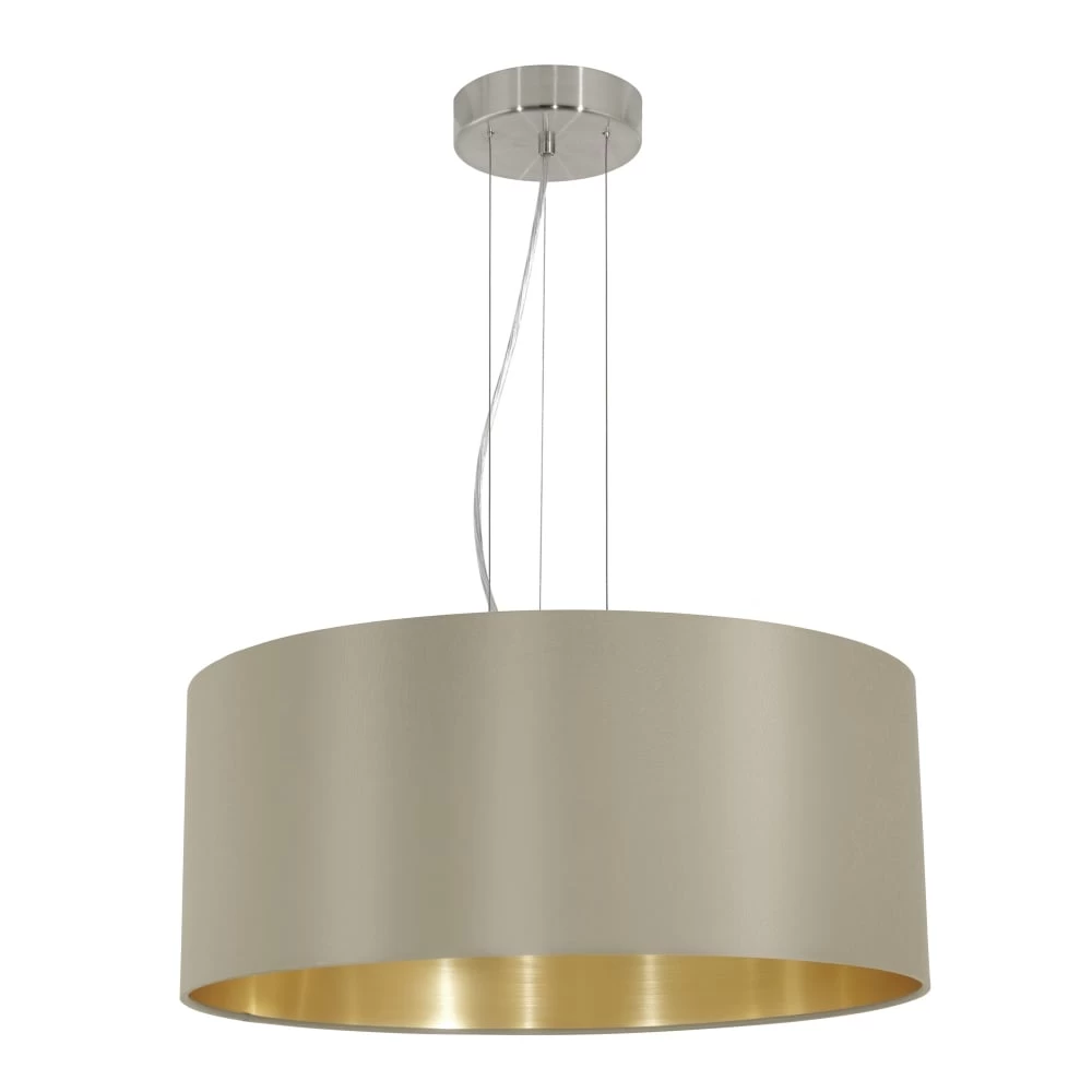 Eglo Maserlo Large Taupe And Gold Fabric Pendant Light 6 Eglo Maserlo Large Taupe And Gold Fabric Pendant Light - Image 4