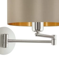 Eglo Maserlo Matt Nickel Swing Arm Wall Light With A Taupe And Gold Shade 8 Eglo Maserlo Matt Nickel Swing Arm Wall Light With A Taupe And Gold Shade -Eglo eglo maserlo matt nickel swing arm wall light with a taupe and gold shade p7210 92035 image