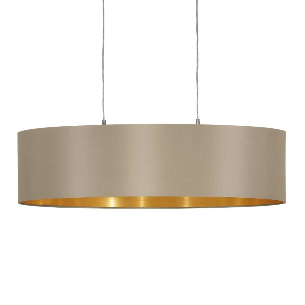 Eglo Maserlo Oval Taupe And Gold Fabric Pendant Light 4 Eglo Maserlo Oval Taupe And Gold Fabric Pendant Light - Image 2