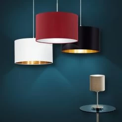 Eglo Maserlo Small Black And Gold Fabric Shade Pendant -Eglo eglo maserlo small black and gold fabric shade pendant p2108 3542 image