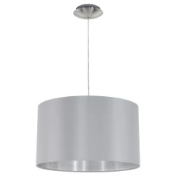 Eglo Maserlo Small Grey And Silver Fabric Pendant Light -Eglo eglo maserlo small grey and silver fabric pendant light p2131 3545 image