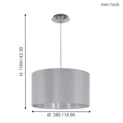 Eglo Maserlo Small Grey And Silver Fabric Pendant Light -Eglo eglo maserlo small grey and silver fabric pendant light p2131 92164 image