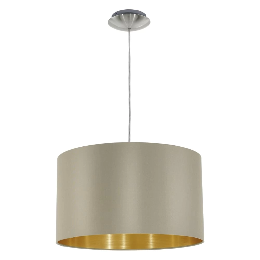 Eglo Maserlo Small Taupe And Gold Fabric Pendant Light 5 Eglo Maserlo Small Taupe And Gold Fabric Pendant Light - Image 3