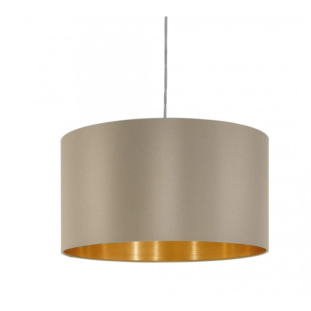 Eglo Maserlo Small Taupe And Gold Fabric Pendant Light 4 Eglo Maserlo Small Taupe And Gold Fabric Pendant Light - Image 2