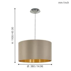 Eglo Maserlo Small Taupe And Gold Fabric Pendant Light 9 Eglo Maserlo Small Taupe And Gold Fabric Pendant Light -Eglo eglo maserlo small taupe and gold fabric pendant light p2117 92141 image