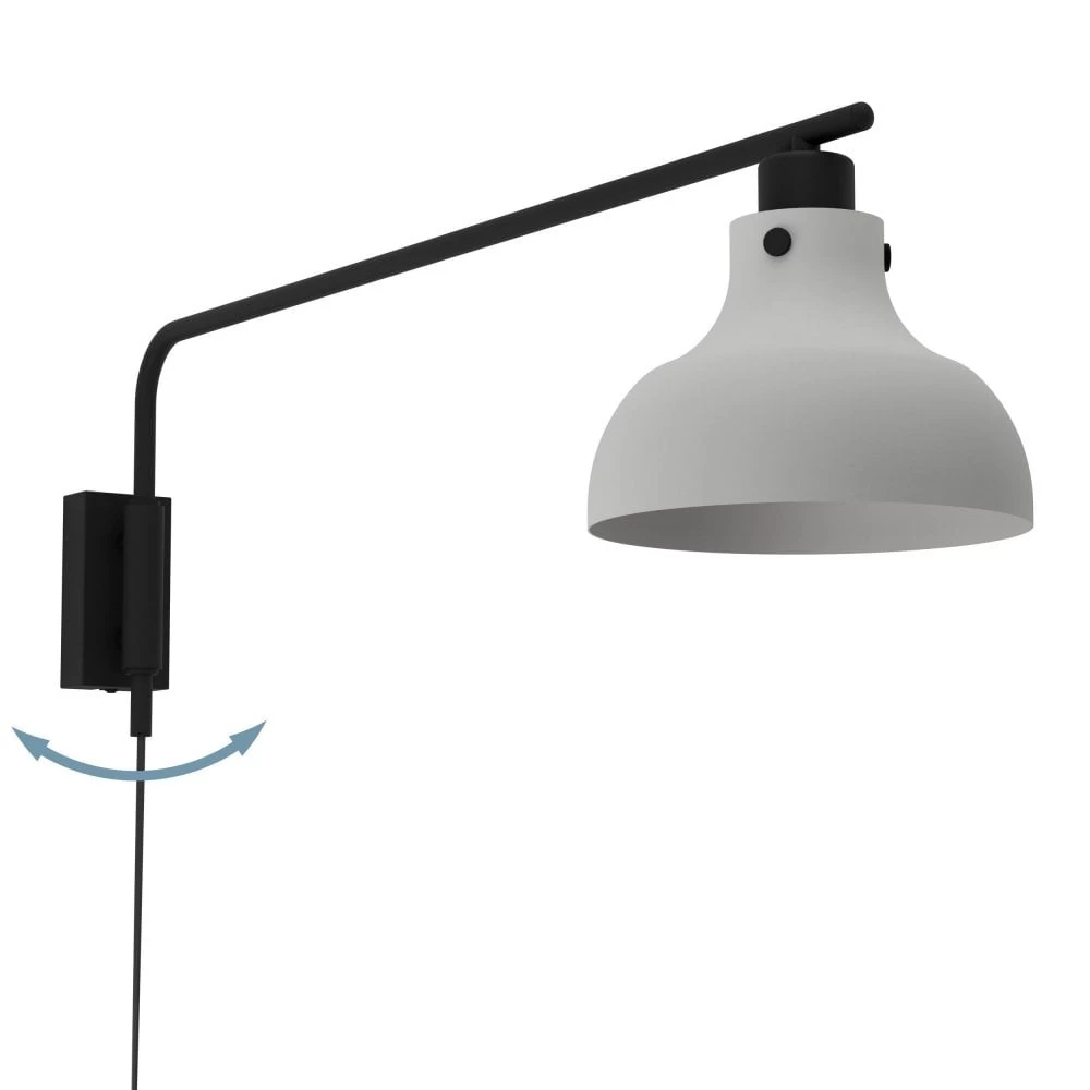 Eglo Matlock Swing Arm Wall Light In A Black And Pale Grey Finish 5 Eglo Matlock Swing Arm Wall Light In A Black And Pale Grey Finish - Image 3