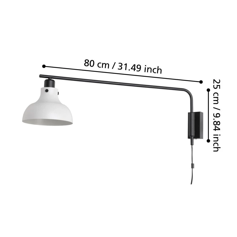 Eglo Matlock Swing Arm Wall Light In A Black And Pale Grey Finish 7 Eglo Matlock Swing Arm Wall Light In A Black And Pale Grey Finish - Image 5
