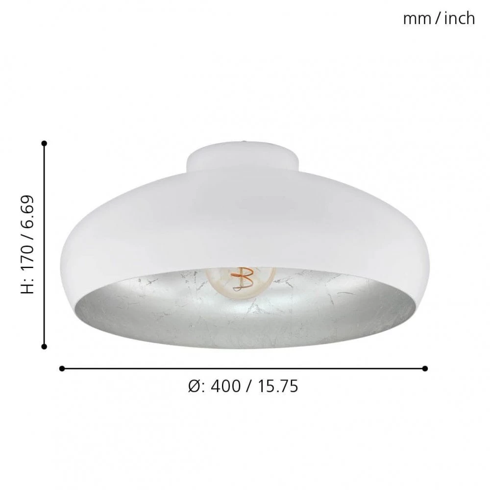 Eglo Mogano 400 Ceiling Light In White And Silver 5 Eglo Mogano 400 Ceiling Light In White And Silver - Image 3