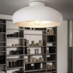 Eglo Mogano 400 Ceiling Light In White And Silver