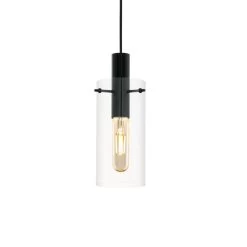 Eglo Montefino Single Pendant In Black With Clear Glass
