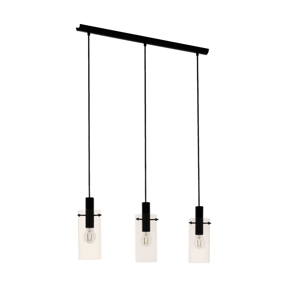 Eglo Montefino Triple Bar Pendant In Black With Clear Glass 3 Eglo Montefino Triple Bar Pendant In Black With Clear Glass