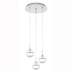 Eglo Montefio 1 LED Crystal Triple Glass Globe Cluster Pendant Light