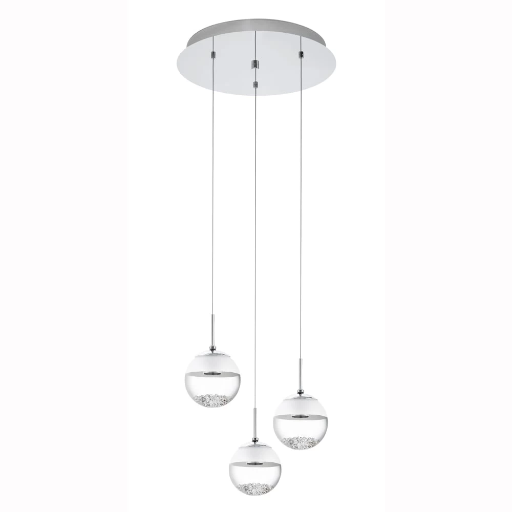 Eglo Montefio 1 LED Crystal Triple Glass Globe Cluster Pendant Light 3 Eglo Montefio 1 LED Crystal Triple Glass Globe Cluster Pendant Light
