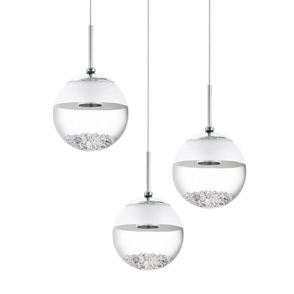 Eglo Montefio 1 LED Crystal Triple Glass Globe Cluster Pendant Light 4 Eglo Montefio 1 LED Crystal Triple Glass Globe Cluster Pendant Light - Image 2