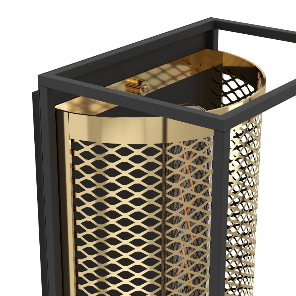 Eglo Nohales Wall Light In Black With Metal Mesh Element In Brass 5 Eglo Nohales Wall Light In Black With Metal Mesh Element In Brass - Image 3
