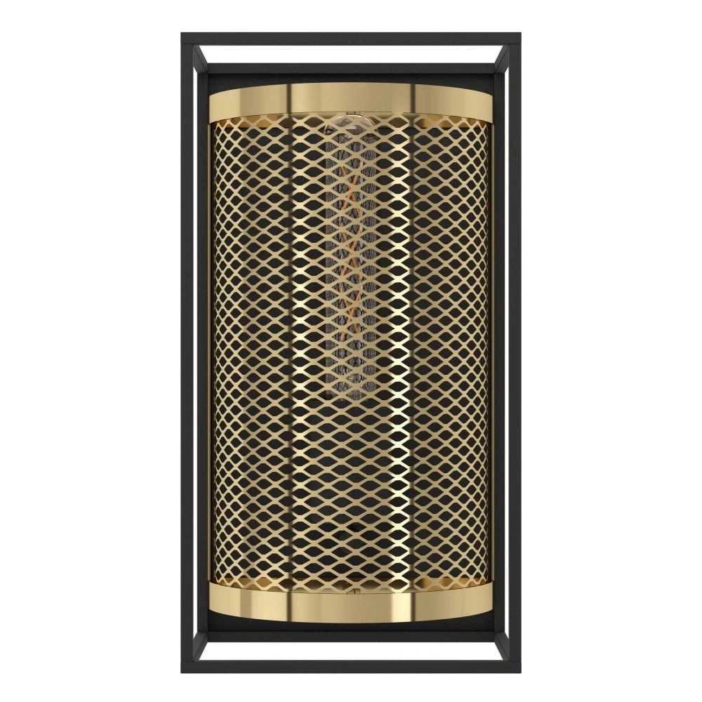 Eglo Nohales Wall Light In Black With Metal Mesh Element In Brass 6 Eglo Nohales Wall Light In Black With Metal Mesh Element In Brass - Image 4