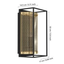 Eglo Nohales Wall Light In Black With Metal Mesh Element In Brass 11 Eglo Nohales Wall Light In Black With Metal Mesh Element In Brass -Eglo eglo nohales wall light in black with metal mesh element in brass p23750 90732 image