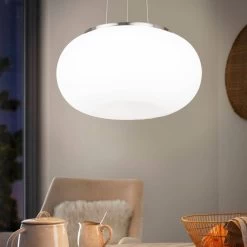 Eglo Optica Large Opal White Glass Globe Pendant -Eglo eglo optica large opal white glass globe pendant p1565 85702 image