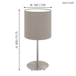 Eglo Pasteri 400mm Table Lamp With A Taupe Shade 9 Eglo Pasteri 400mm Table Lamp With A Taupe Shade -Eglo eglo pasteri 400mm table lamp with a taupe shade p2148 92176 image