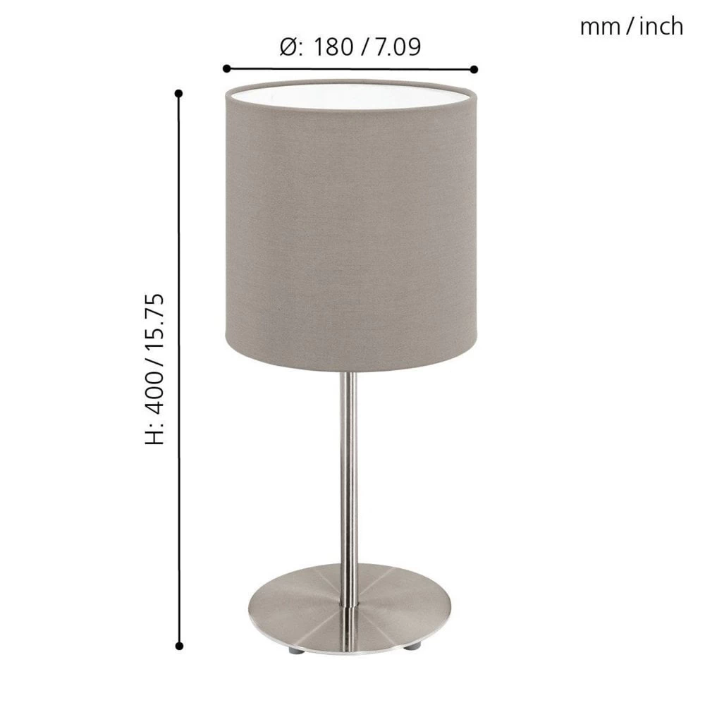 Eglo Pasteri 400mm Table Lamp With A Taupe Shade 6 Eglo Pasteri 400mm Table Lamp With A Taupe Shade - Image 4
