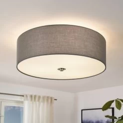 Eglo Pasteri Flush Ceiling Light In Grey