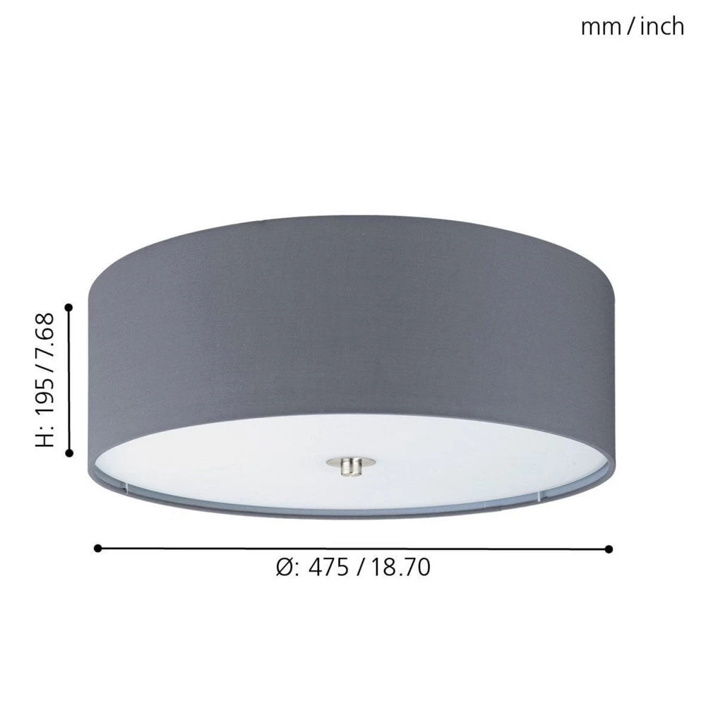 Eglo Pasteri Flush Ceiling Light In Grey 6 Eglo Pasteri Flush Ceiling Light In Grey - Image 4