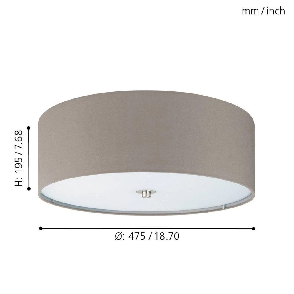 Eglo Pasteri Flush Ceiling Light In Taupe 6 Eglo Pasteri Flush Ceiling Light In Taupe - Image 4