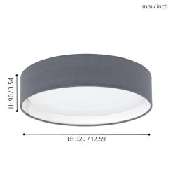 Eglo Pasteri LED Grey Fabric Ceiling Light -Eglo eglo pasteri led grey fabric ceiling light p2153 92095 image