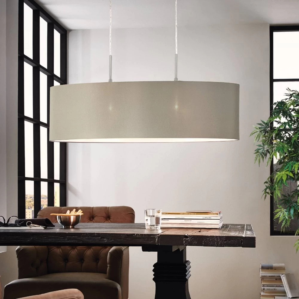 Eglo Pasteri Oval Taupe Fabric Pendant Light 3 Eglo Pasteri Oval Taupe Fabric Pendant Light