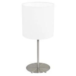 Eglo Pasteri Satin Nickel Table Lamp With A White Shade