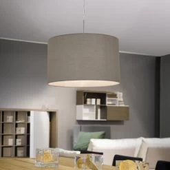 Eglo Pasteri Small Taupe And White Fabric Pendant Light