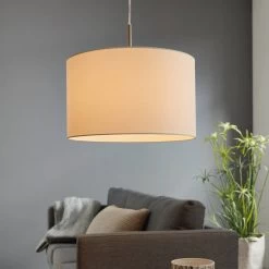 Eglo Pasteri Small White Fabric Pendant Light