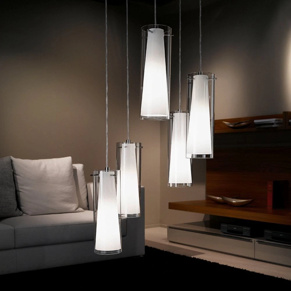 Eglo Pinto Five Drop Transparent And White Glass Pendant 7 Eglo Pinto Five Drop Transparent And White Glass Pendant - Image 5