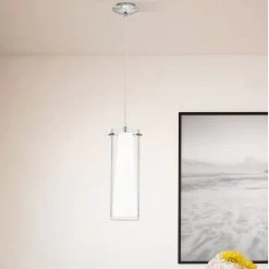Eglo Pinto Single Drop Transparent And White Glass Pendant